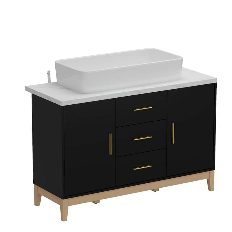 47.2" Stylish & Spacious: Modern Black Bathroom Vanity Set
