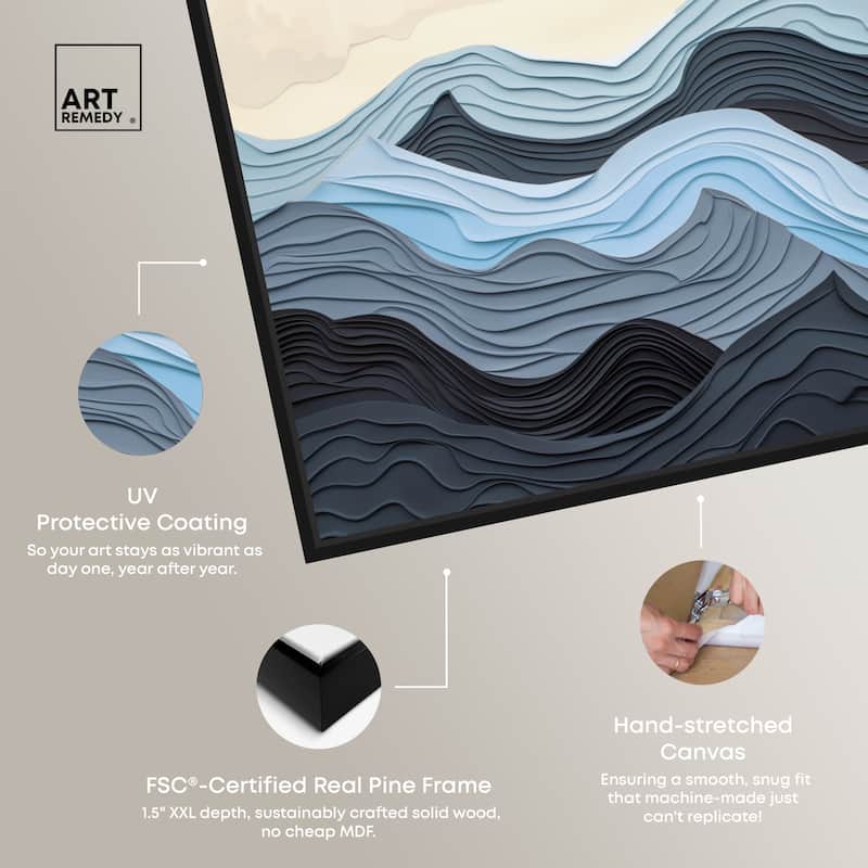 Art Remedy Waverly Framed Blue Abstract 1 Piece Canvas Wall Art