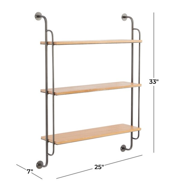 Brown Iron Industrial Wall Shelf - 25 x 7 x 33 - On Sale