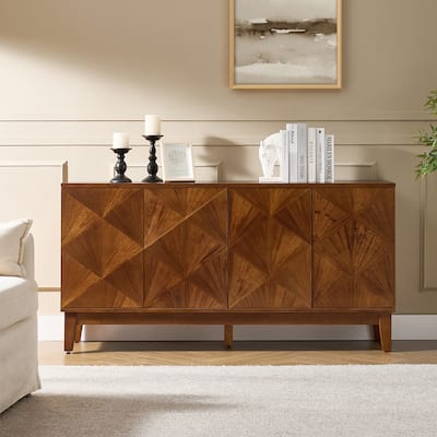 Ofelia Mid-century 60" Wide Geometric Patterned Sideboard with Adjustable Shelves by HULALA HOME
