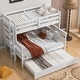 preview thumbnail 11 of 18, Wood Twin over Full Bunk Bed with Twin Trundle, Guard Rails, and Sturdy Pine Frame for Bedroom, Grey