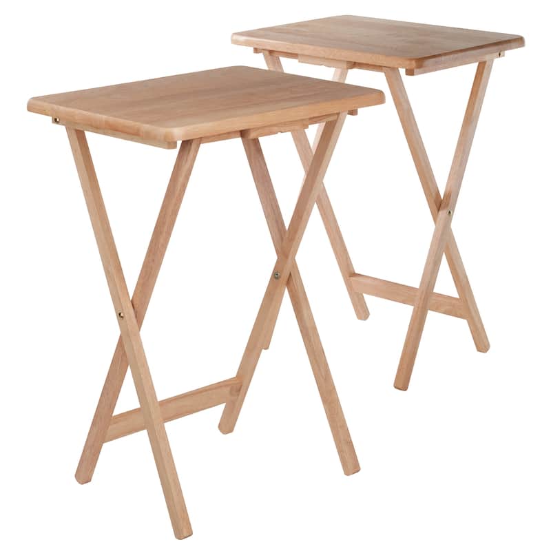 set of 2 beige folding snack table 25.75"