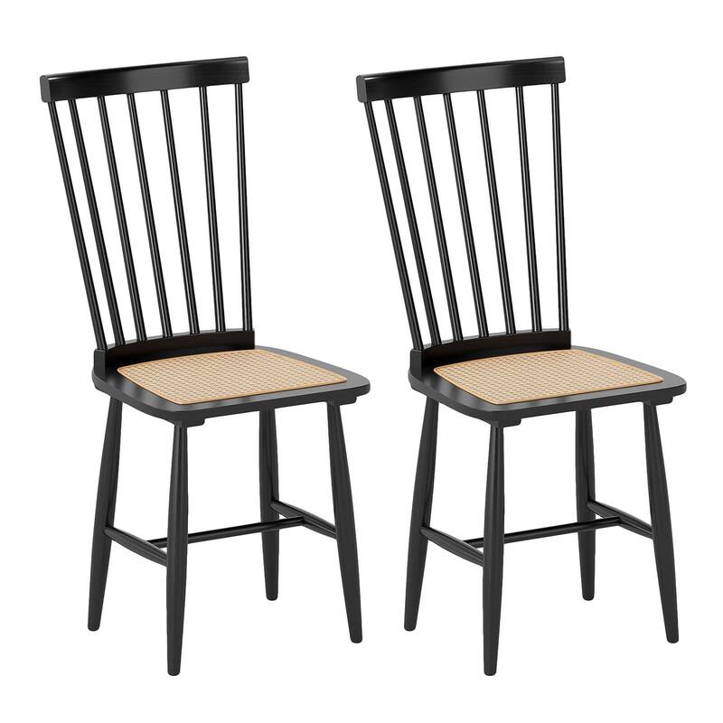 Costway Dining Chairs Set of 2/4 with PE Rattan Seats for Dining Room, - 2 PCS - Set of 2