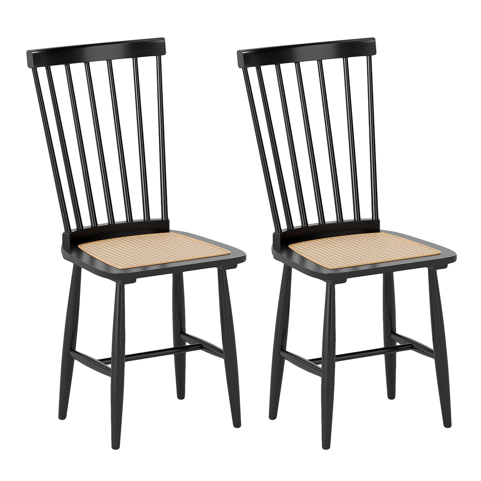 Costway Dining Chairs Set of 2/4 with PE Rattan Seats for Dining Room,