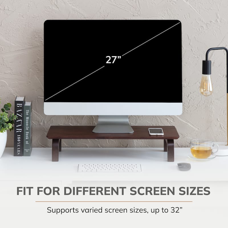 Jani Wood Monitor Stand Riser Desk - Ergonomic Design Stand, Desktop Organizer Table for Home, Office Workspace, Gaming Desk