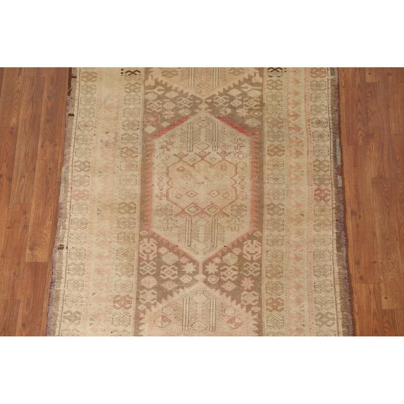 Ardebil Persian Antique Runner Rug Hand-Knotted Wool Carpet - 3'6" x 9'11"
