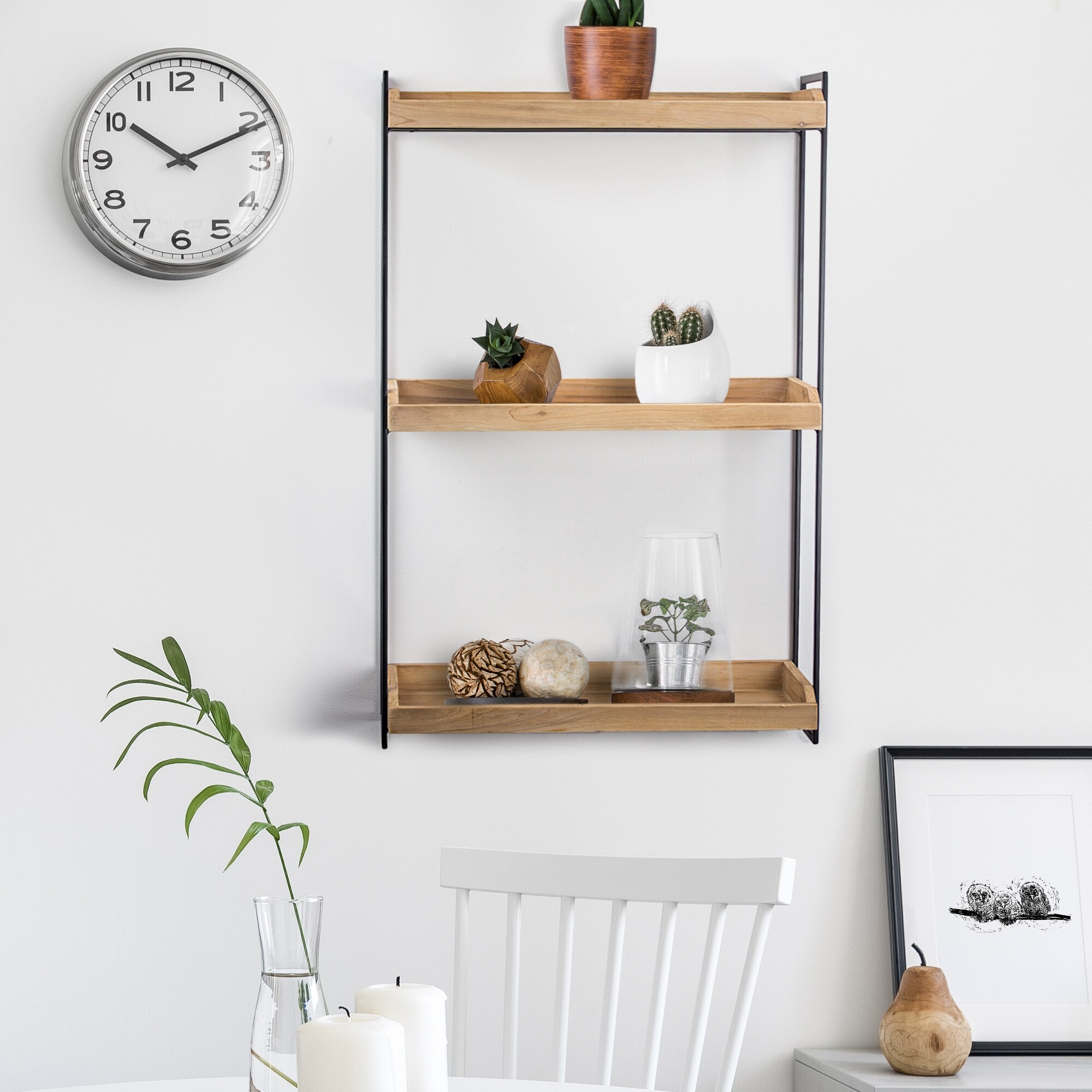 Shop Wood And Metal 3 Tier Wall Mounted Shelving Unit 30 X 19 75 X 7 Overstock 31762525
