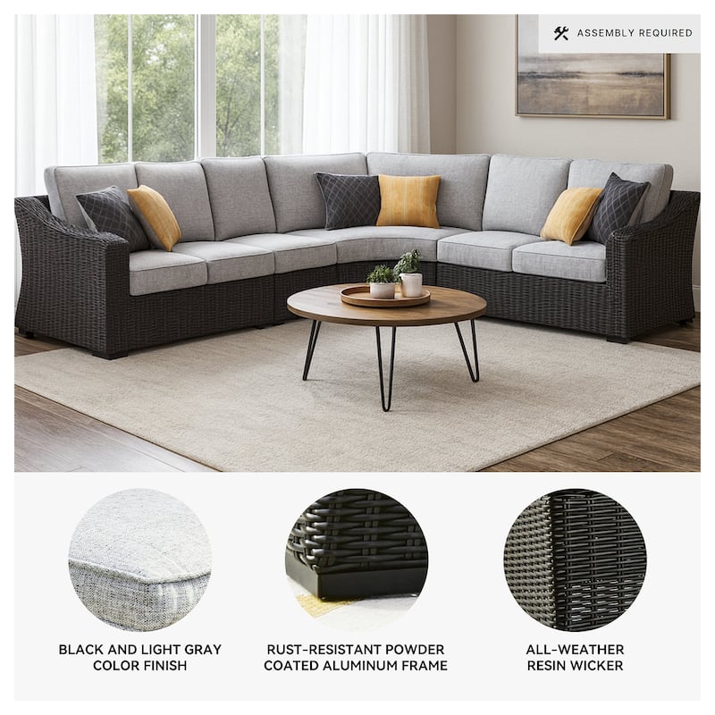 Signature Design by Ashley Beachcroft Black/Gray 4-Piece Outdoor Sectional - 180" W x 145" D x 35" H