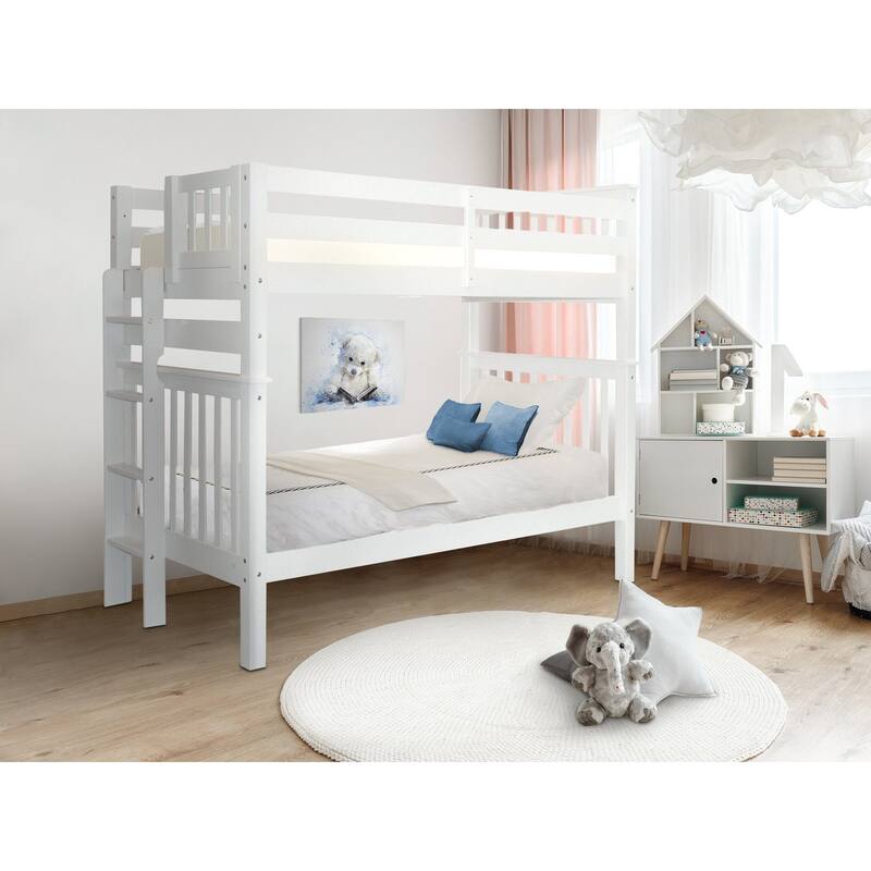 Taylor & Olive Trillium Tall Twin over Twin Bunk Bed with End Ladder
