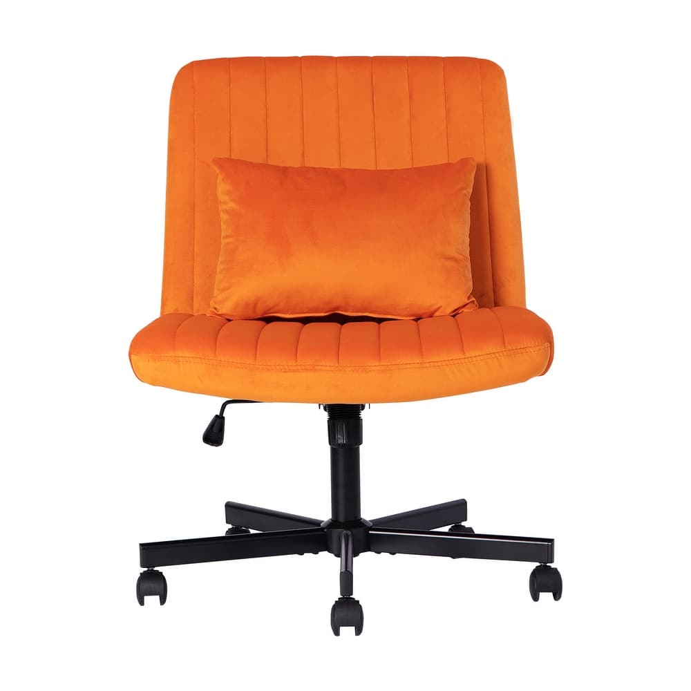 Velvet Criss Cross Armless Office Chair with Wheels - Versatile for Home Office, Meditation & Makeup