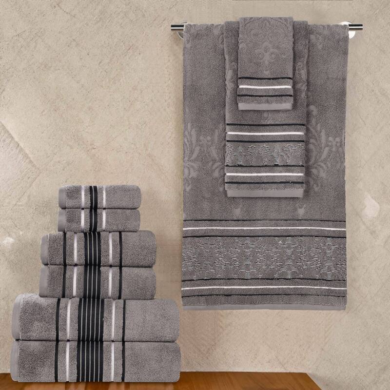 Superior Sadie Zero Twist Cotton Solid and Floral 9 Piece Towel Set