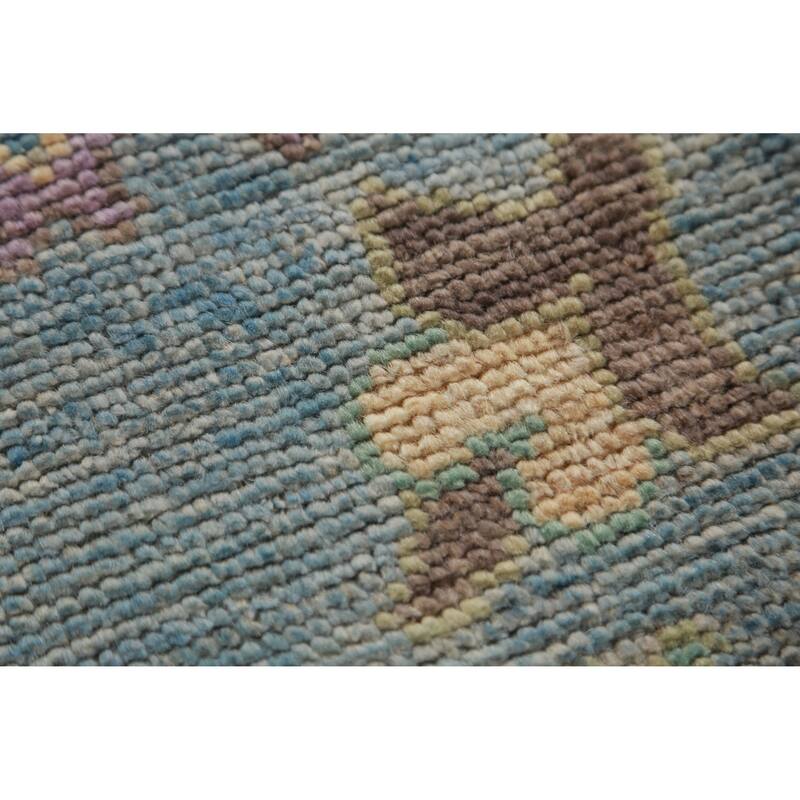 Hand Knotted Oriental 100% Wool Carpet Transitional All-Over Navy Blue & Blues Oushak Area Rug - 11' 7'' X 9' 1''