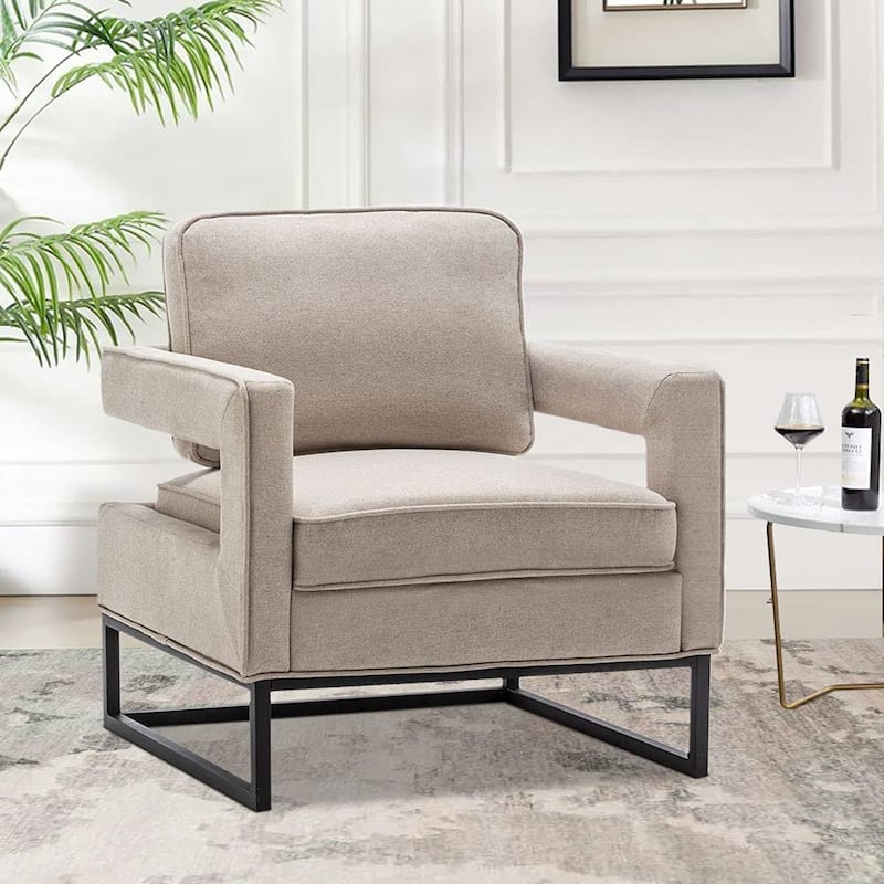 Modern Arm Accent Chair, Mid Century Living Room Chair Upholstered Lounge Chair