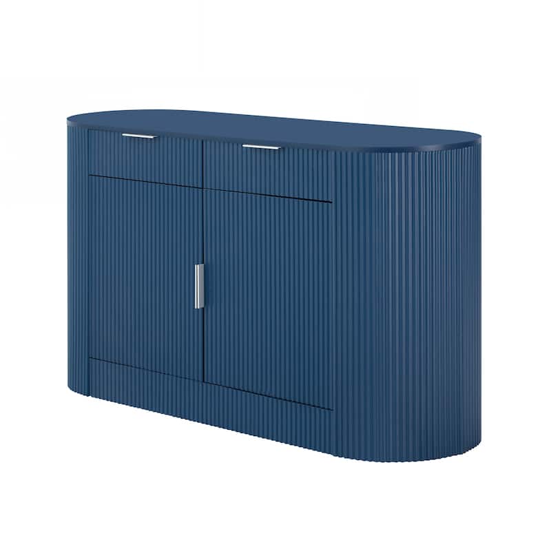 Modern Storage Cabinet, Stripe MDF Sideboard with Aluminum Handles
