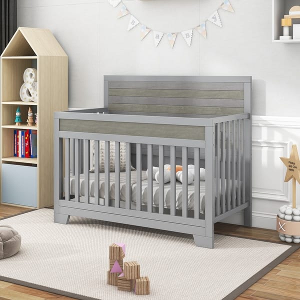 slide 2 of 66, Certified Baby Safe Crib, Pine Solid Wood, Non-Toxic Finish, JPMA Certified Grey A