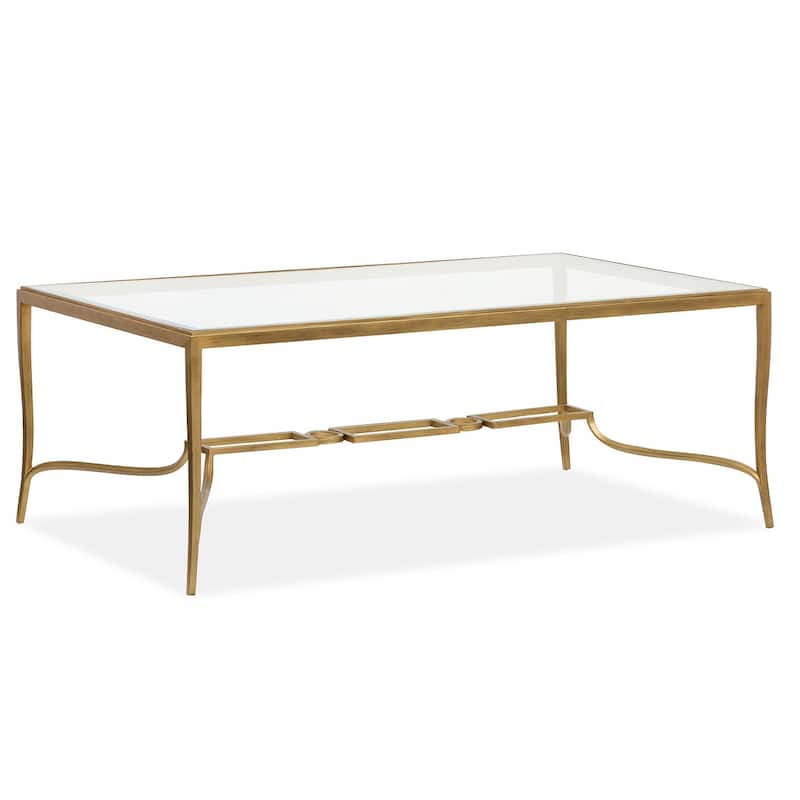 Magnussen Home Lorena Burnished Brass Rectangular Cocktail Table - 50''W x 30''D x 18''H - 50''W x 30''D x 18''H
