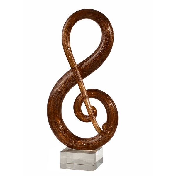 12.5" Decorative Amber Art Glass Treble Clef Sculpture - N/A