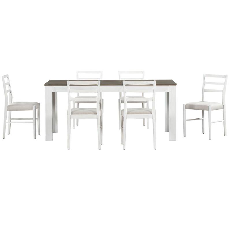 7-Piece Wooden Dining Table Set with 12" Leaf