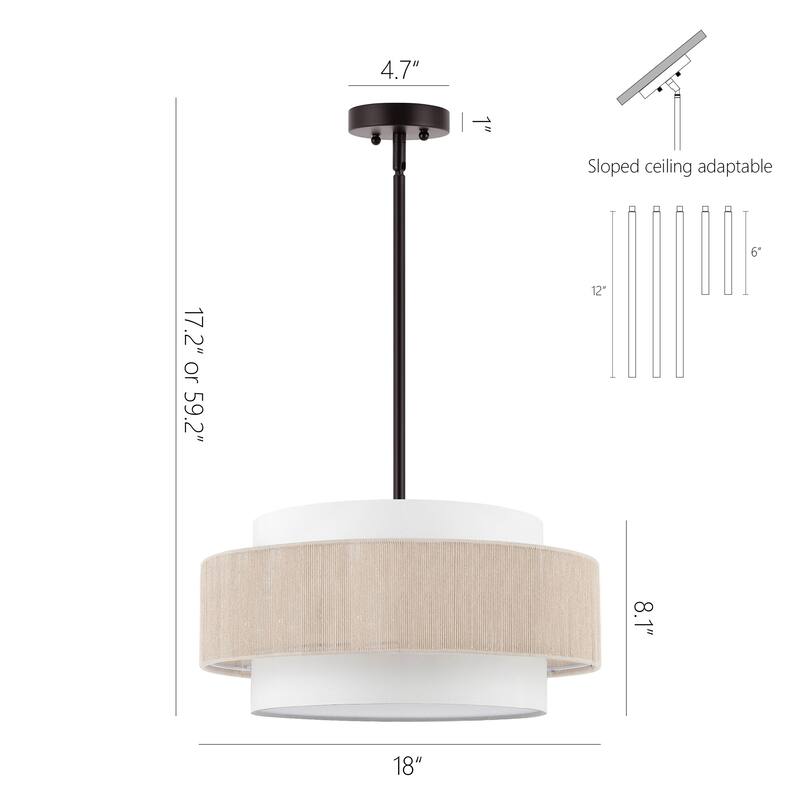 GetLedel 18" 4-Light Double Drum Shaded Chandelier
