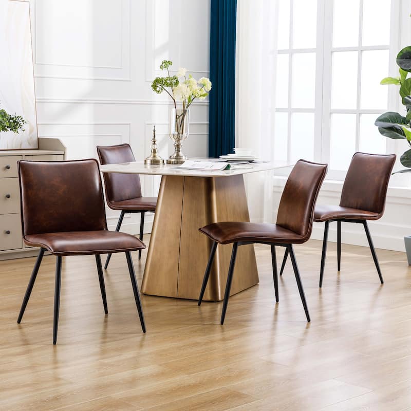 Minimalist 19" Wide Faux Leather Dining Chairs