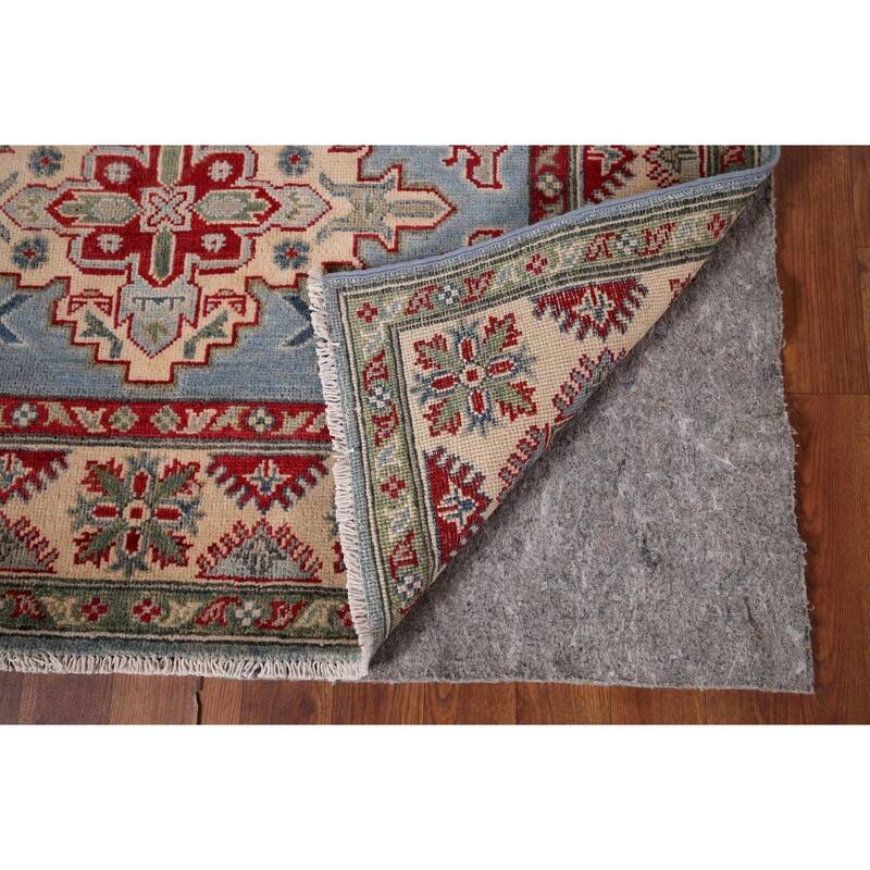 Light Blue Kazak Oriental Foyer Rug Handmade Wool Carpet - 4'1" x 5'11"