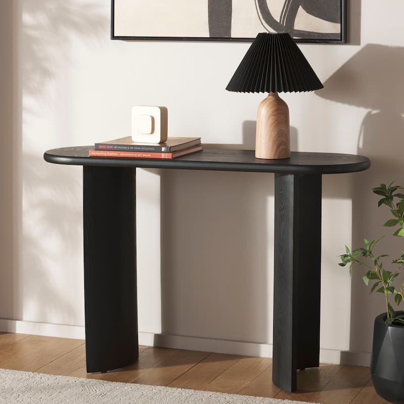 SAFAVIEH Koka Oval Top Console Table, Fully Assembled - 47"W x 15"D x 30"H - Black