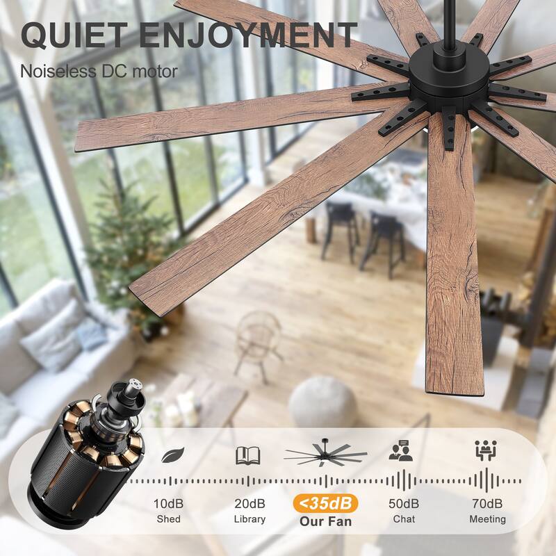 36/42/52/56/72/84-Inch Reversible 3/5/9-Blade Integrated LED Ceiling Fan with Light Remote