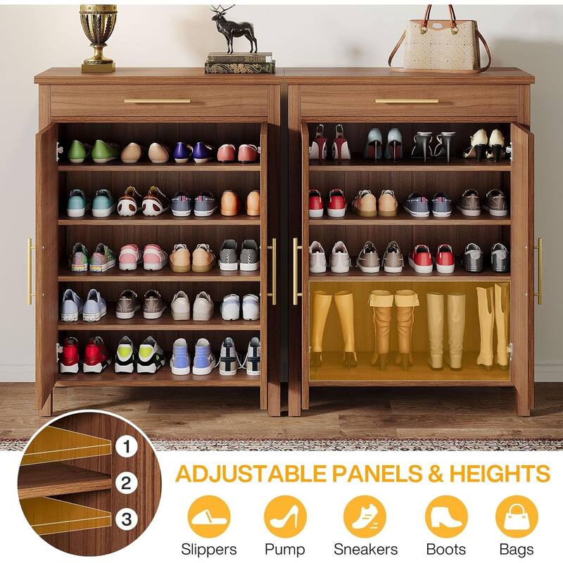 31" 5-Tier Brown Wooden Shoe Storage Cabinet