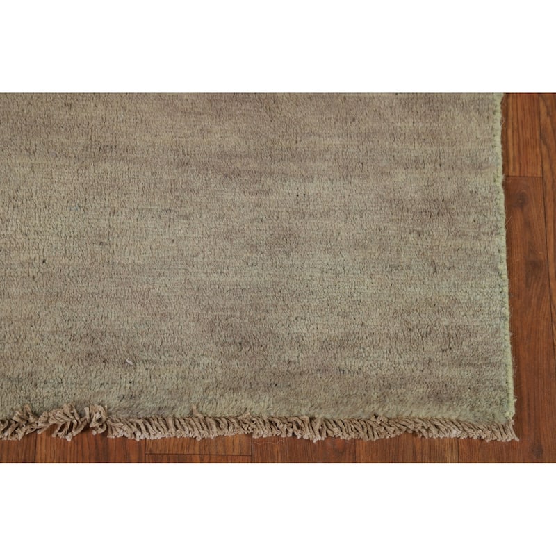 Green & Beige Gabbeh Modern Foyer Rug Handmade Wool Carpet - 2'8"x 4'1"