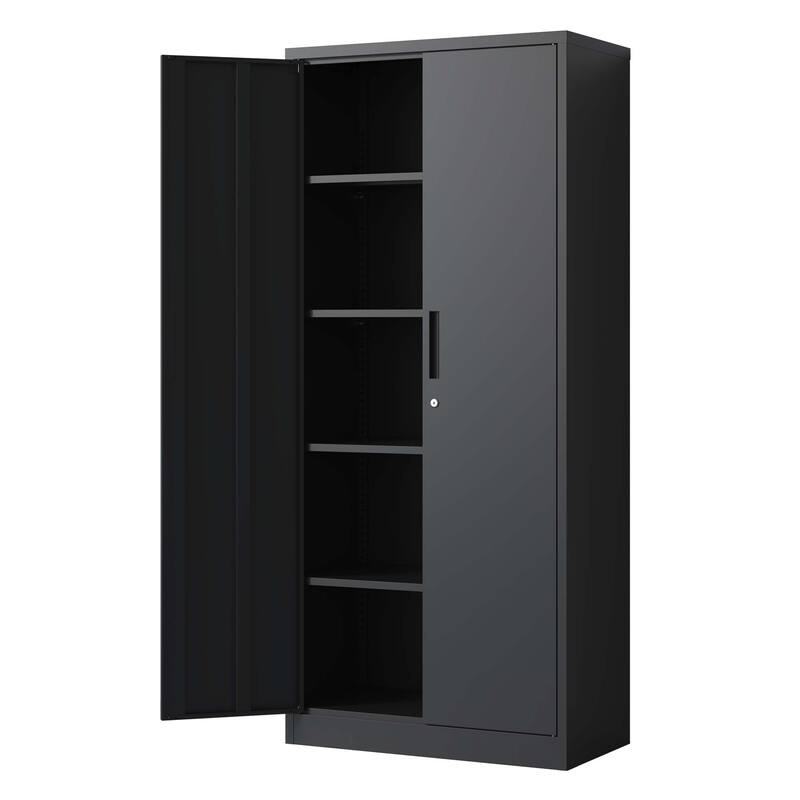 72"H Metal Garage Storage Cabinet,Tool Steel Locking Cabinet with Doors and 4 Shelves