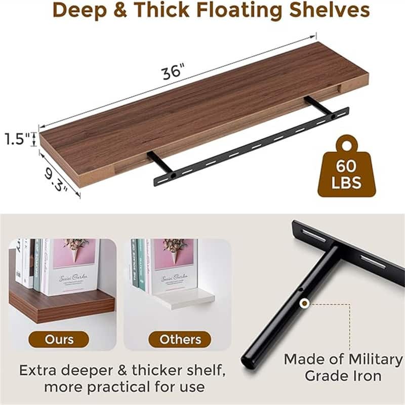 Floating Shelves - 9"D x 36"W x 1.5"H