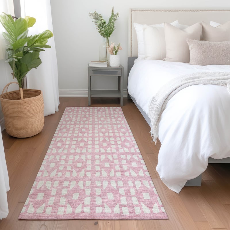 Machine Washable Indoor/ Outdoor Contemporary Imprints Chantille Rug