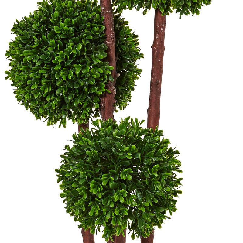 3' Artificial Boxwood Topiary Outdoor Tree in Black Pot