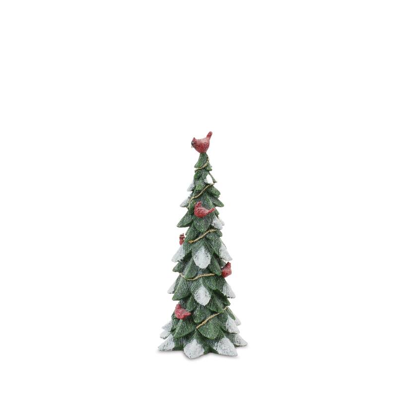 Frosted Cardinal Pine Tree (Set of 3)