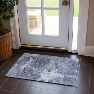 Machine Washable Indoor/ Outdoor Chantille Modern Tree Grain Rug