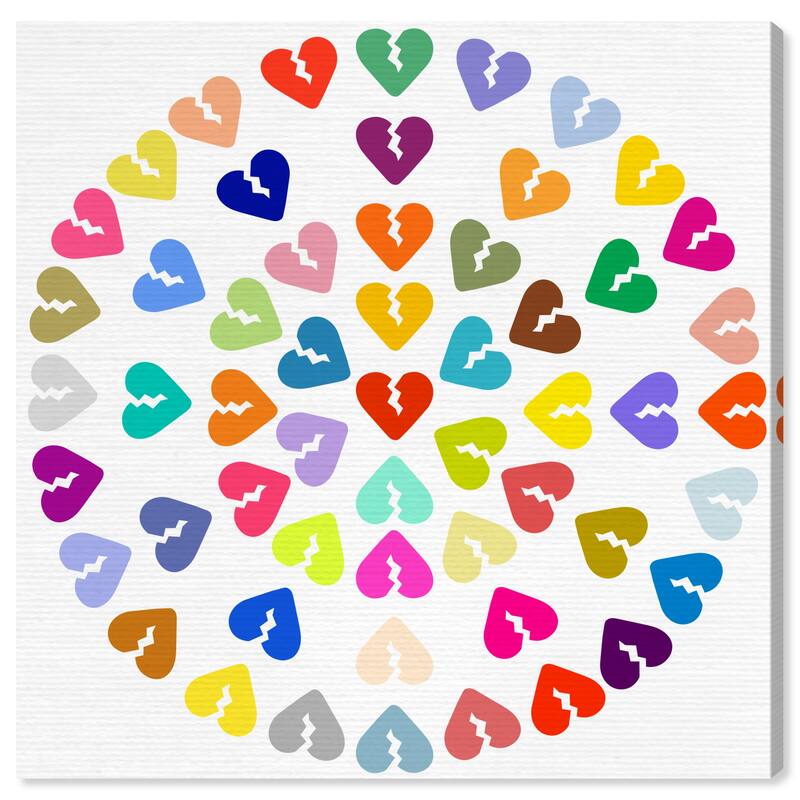 Wynwood Studio Canvas Fashion and Glam Broken Heart Mandala Pink and Dark Pink Modern & Contemporary Wall Art Canvas Print