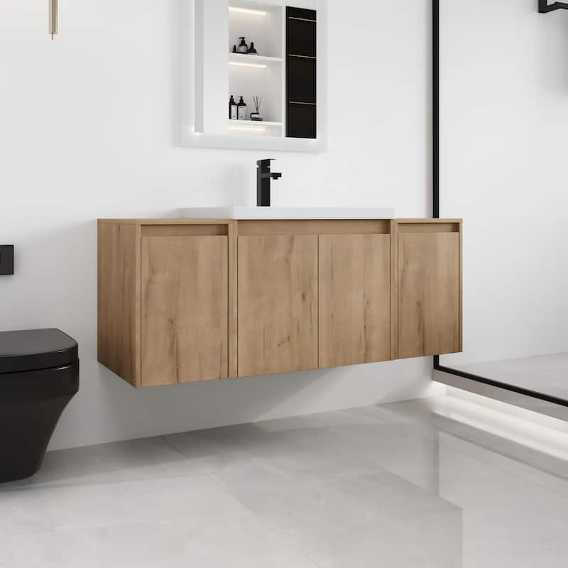 Malwee 36"/48"/60" Floating Bathroom Vanity,Wall Mounted Bathroom Vanity with Sink,Soft Close Door and Adjustable Shelf