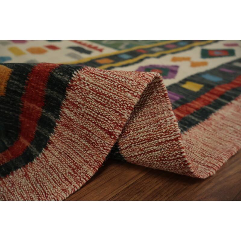 Hand Woven Oriental 100% Wool Carpet Southwestern Tribal Multi-Colored Kilim Area Rug - 11' 4'' X 8' 4''