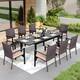 Option 9-Piece Metal Armrest Chair Set (Beige)