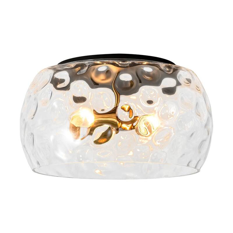 Modern Large Water Glass Shade Round Flush Mount Light