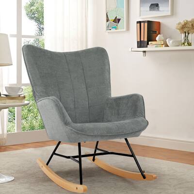 Velvet Rocking Chair Upholstered Recliner Comfy Accent Chair