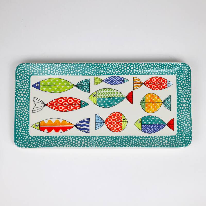 Euro Ceramica FreshCatch 14.5" Rectangular Tray - 14.5 in. x 7.1 in. x 1 in. - 14.5 in. x 7.1 in. x 1 in.