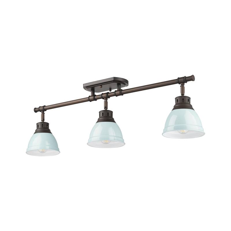 Yep by Golden Lighting Duncan 3-light Semi-Flush Mount in Rubbed Bronze and Seafoam shade - Rubbed Bronze - 3-Light Semi-flush
