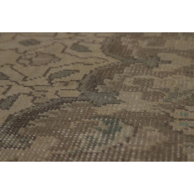 Geometric Tabriz Persian Vintage Rug Bedroom Handmade Wool Carpet - 9'6" x 12'7"