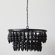 preview thumbnail 1 of 1, Metal and Mango Wood Bead Chandelier with Five Lights - 28.0"L x 28.0"W x 17.0"H 28.0"L x 28.0"W x 17.0"H - Black