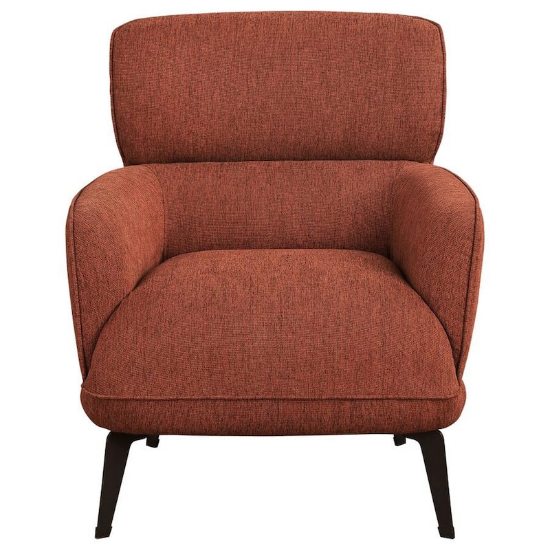 Dup 34 Inch Accent Chair, Cushioned Seat, Rounded Track Arms, Muted Orange
