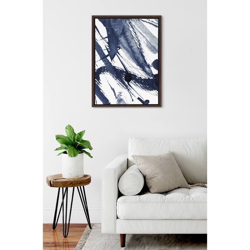 Kate and Laurel Sylvie Indigo Framed Canvas by Amy Peterson Art Studio
