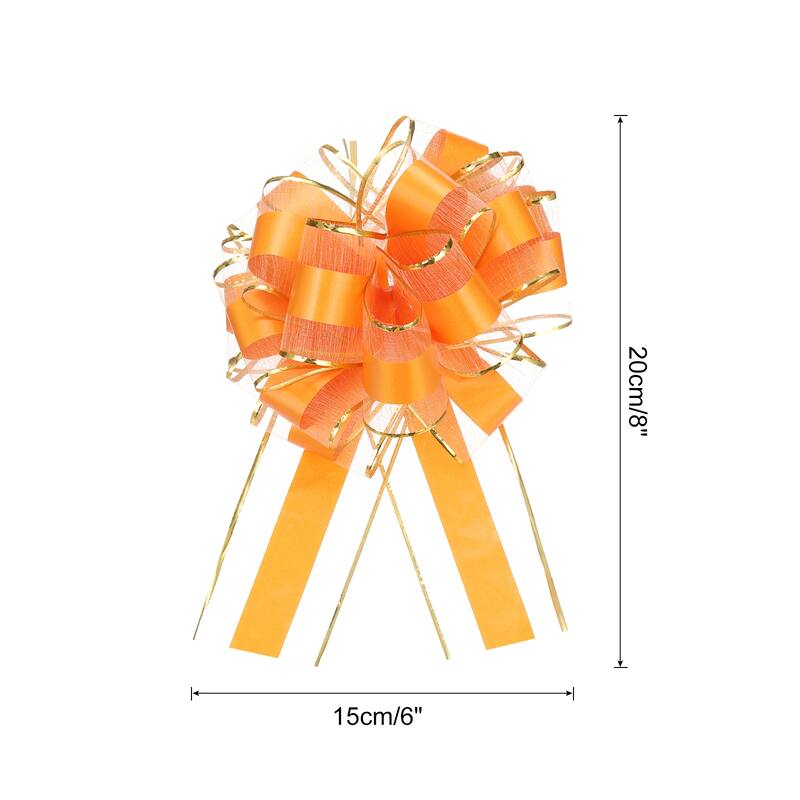 5pcs Large Big Pull Bow Gift Wrapping Bows Ribbon for Christmas - Orange - 6 Inch