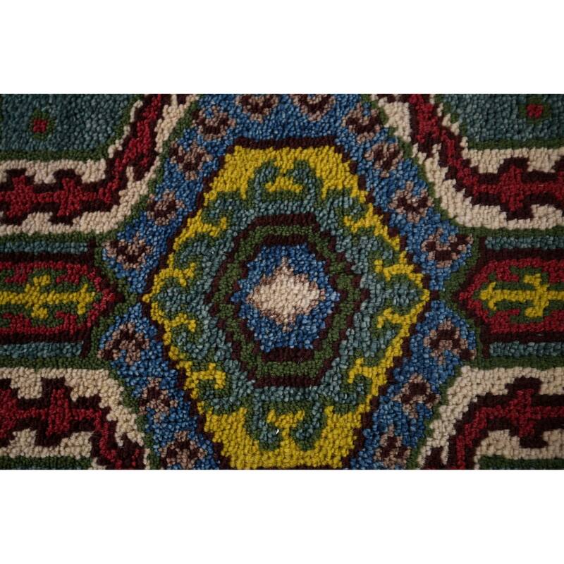 Geometric Kazak Oriental Runner Rug Hand-Knotted Wool Carpet - 2'6"x 9'9"