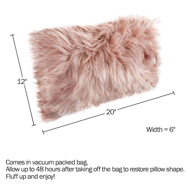12x20 inch Plush Lumbar Pillow - Luxury Accent Pillow Insert and Shag Glam Cover Set by Hastings Home
